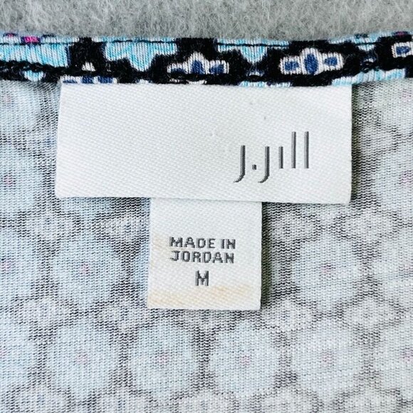 J.Jill Women's Tunic Size M Blue Geometric Print Long Sleeve Modest Cut - Picture 8 of 11